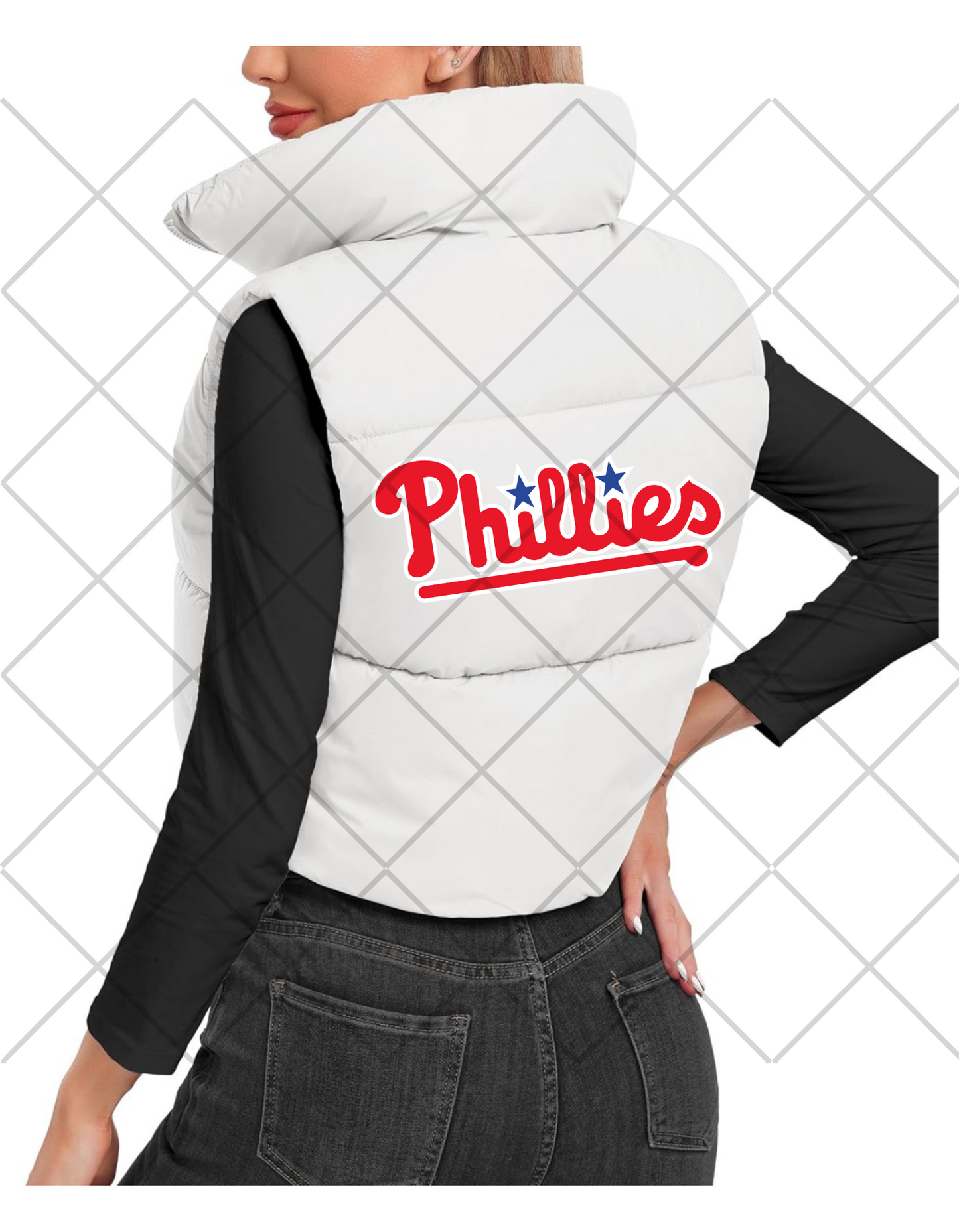 Women's Crop Phillies Puff Vest