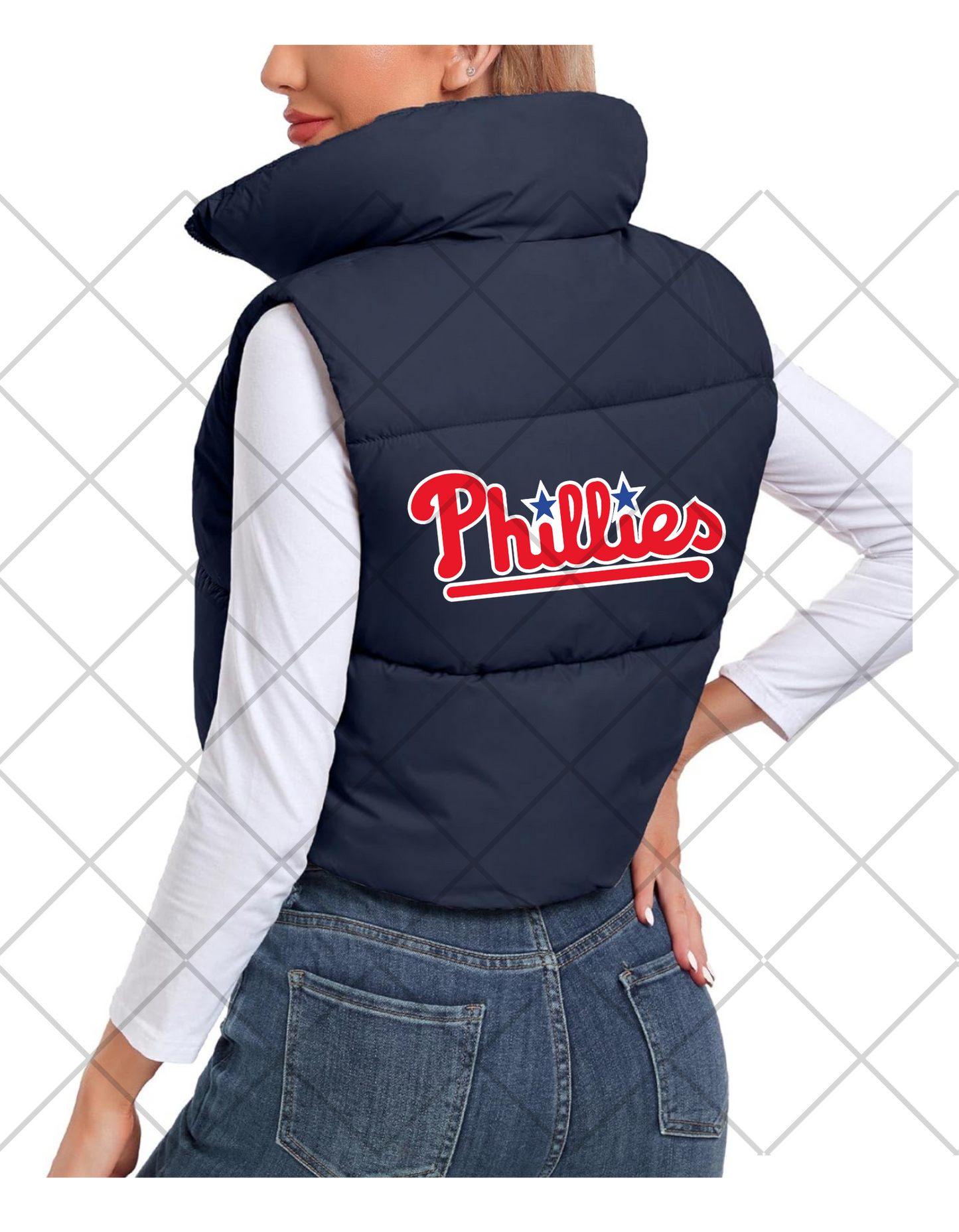 Women's Crop Phillies Puff Vest