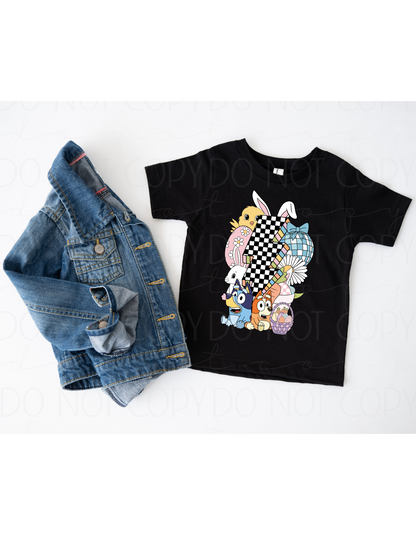 Checkered Blue Dog Tee