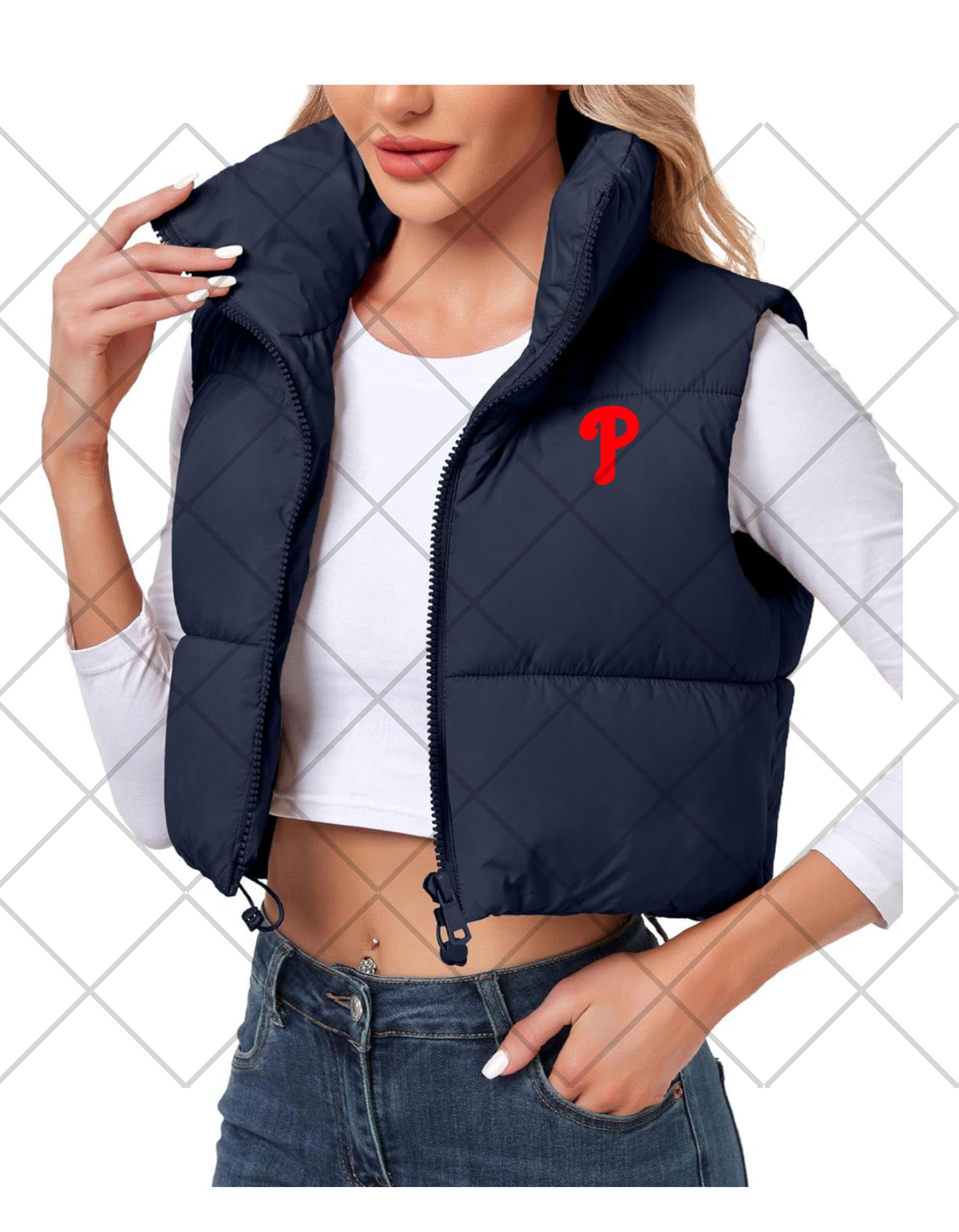 Women's Crop Phillies Puff Vest