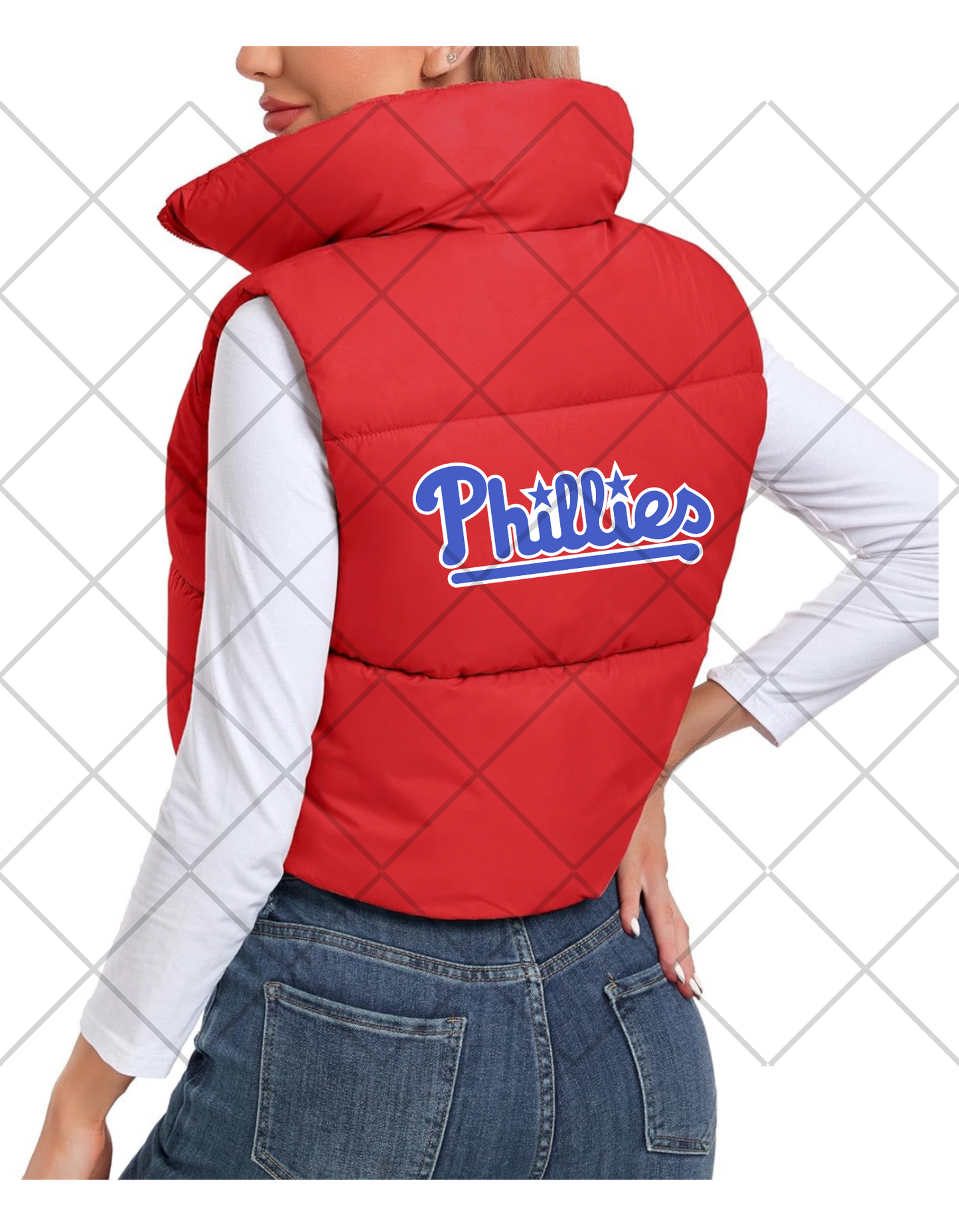 Women's Crop Phillies Puff Vest