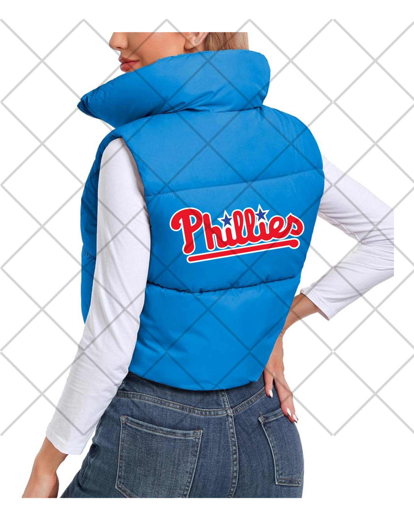 Women's Crop Phillies Puff Vest